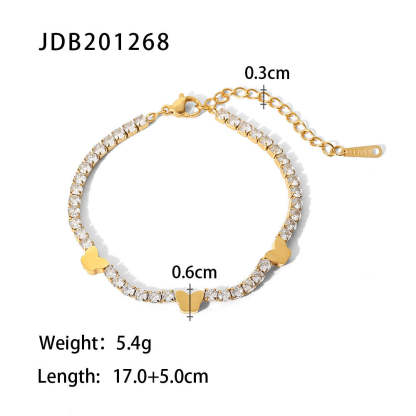 Moissanite Diamonds 18K Gold Plated and Silver Chain Bracelet | Mix Mix Style [Hot Seller]-Mix MIx Style