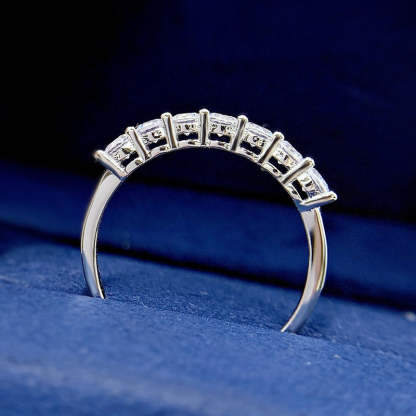 White 7 Rows Round Cut Moissanite Diamonds 18k White Gold Plated Engagement Ring | Mix Mix Style-Mix MIx Style