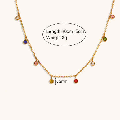 Multiple Pendants Vintage Dainty Classic Pendant Round Diamonds  18k Vermeil Gold Plated Necklace Jewelry | Mix Mix Style-Mix MIx Style