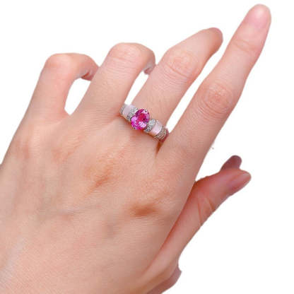 Hot selling new natural pink shell 3ct rupee red diamond ring European and American style high-end 925 sterling silver goddess versatile ring-Mix MIx Style
