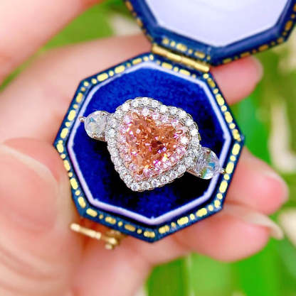 Pink Fashion Heart Cut Moissanite Diamond 3ct 18k White Gold Love Engagement Ring | Mix Mix Style-Mix MIx Style