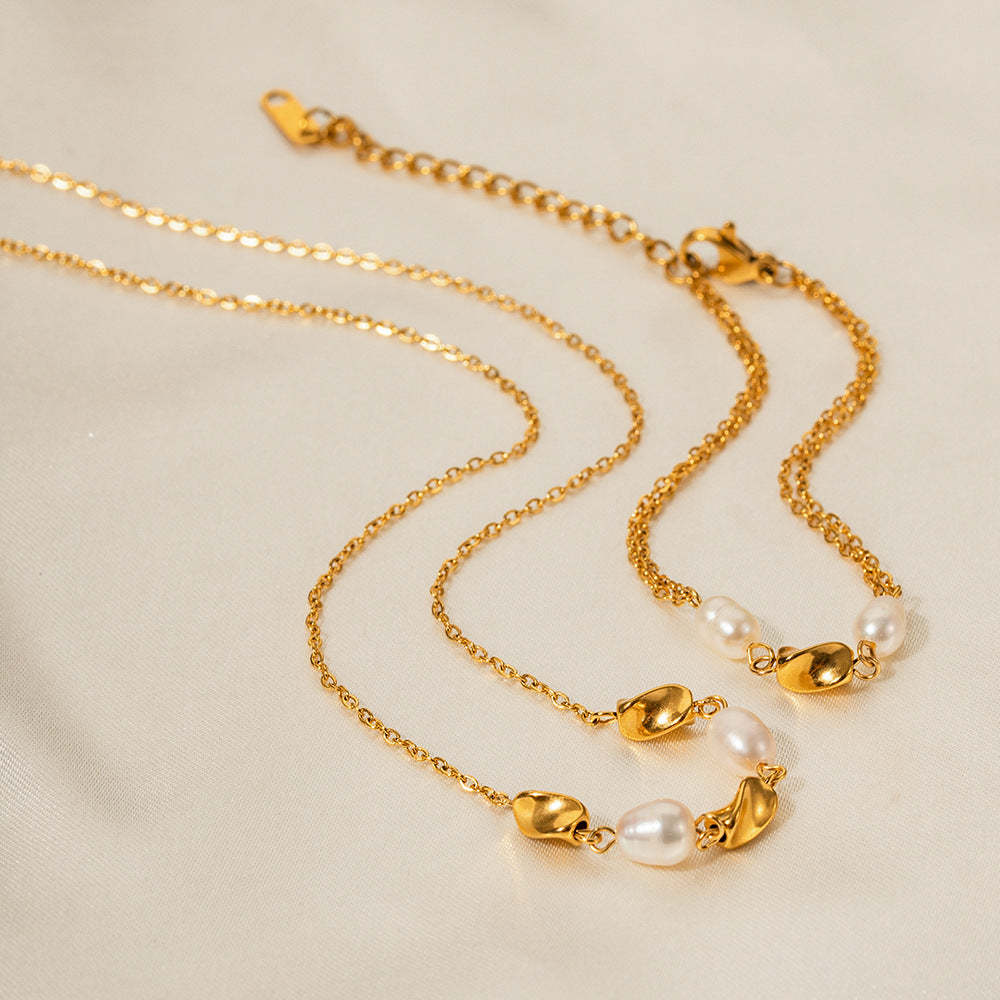 Retro 18K Gold Plated Chain Akoya Pearl Bracelet | Mix Mix Style [Hot Seller]-Mix MIx Style