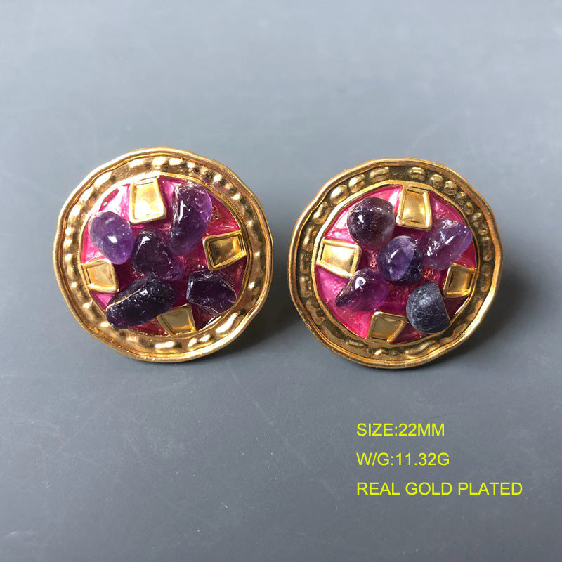 Blue - Red - Multicolor Leaf Trendy Moissanite Diamonds Luxury 18k Vermeil Gold Plated Stud Earrings | Mix Mix Style-Mix MIx Style