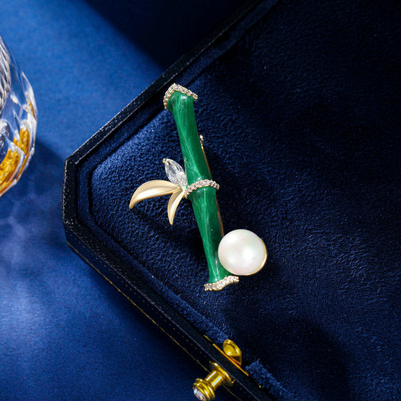 Bamboo brings peace, national trend, retro bamboo brooch, female festival, high national style cheongsam pin, collar decoration, autumn and winter clothing-Mix MIx Style