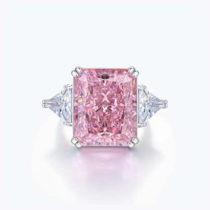 Glam Radiant Cut Diamond 5ct Pink 18k White Gold Plated Engagement Ring | Mix Mix Style-Mix MIx Style