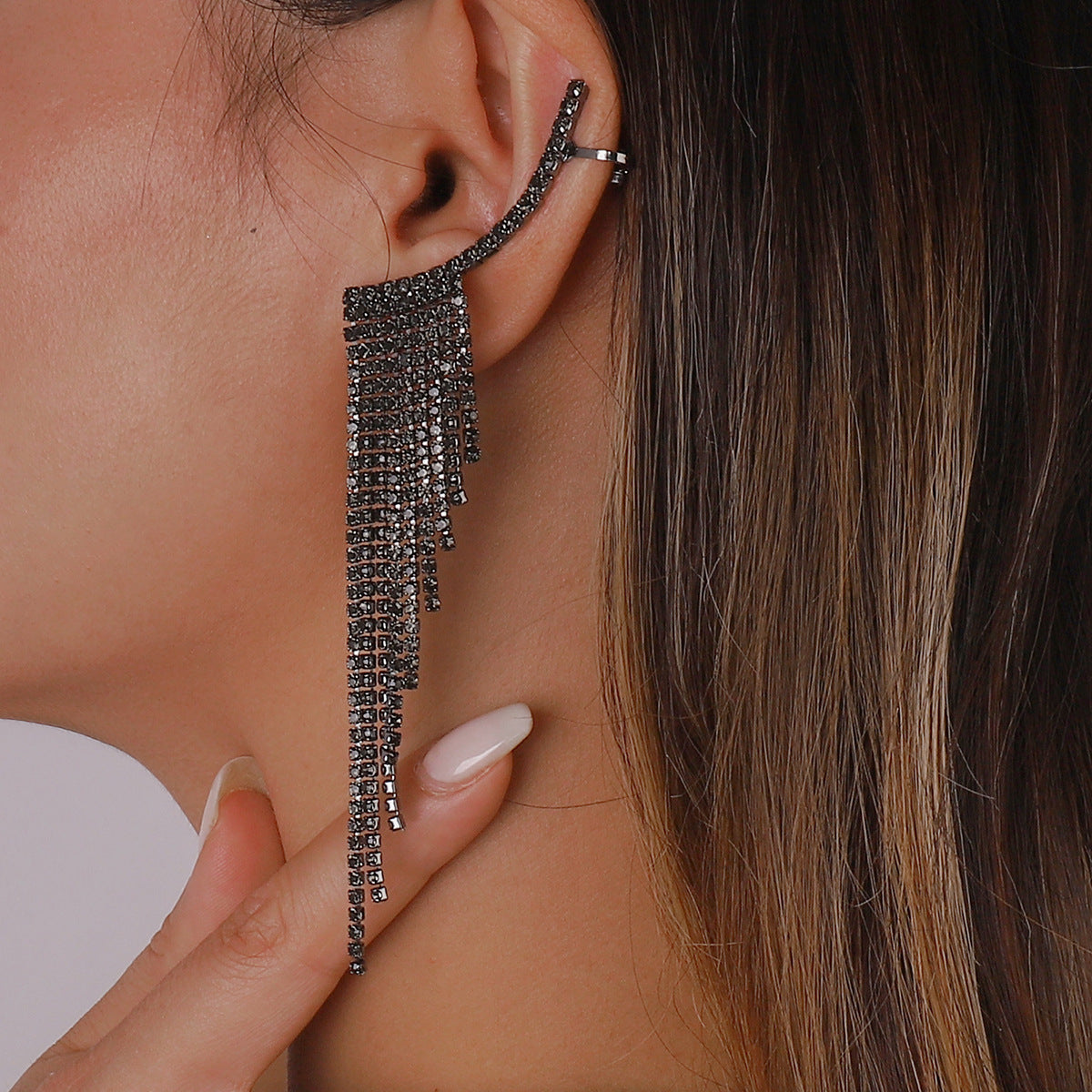 Red - White - Blue Dazzling Tassel Moissanite Diamonds Luxury 18k White Gold Plated Drop Earrings | Mix Mix Style-Mix MIx Style