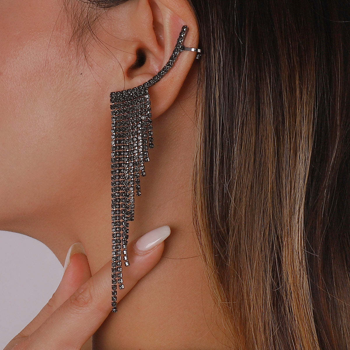 Red - White - Blue Dazzling Tassel Moissanite Diamonds Luxury 18k White Gold Plated Drop Earrings | Mix Mix Style-Mix MIx Style