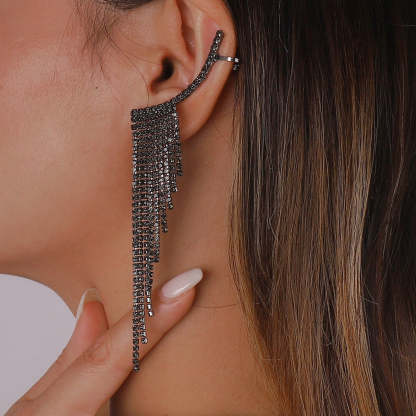 Red - White - Blue Dazzling Tassel Moissanite Diamonds Luxury 18k White Gold Plated Drop Earrings | Mix Mix Style-Mix MIx Style