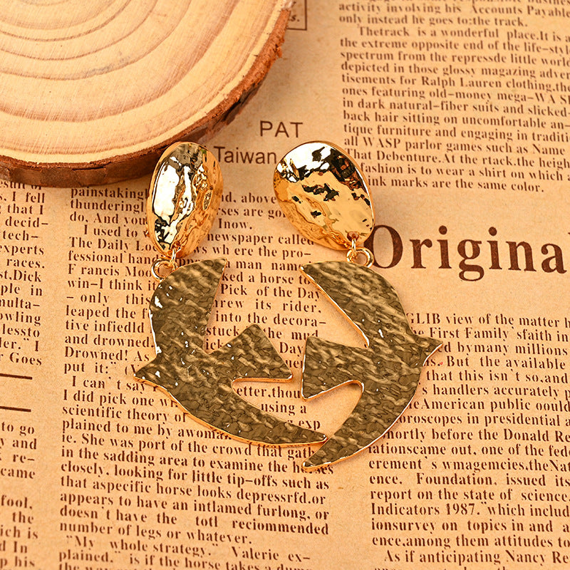 Qingdao Second-hand S925 Silver French Retro Peace Dove Ear Clip for Women Copper Plated Real Gold Texture Cold Style Retro Personality-Mix MIx Style