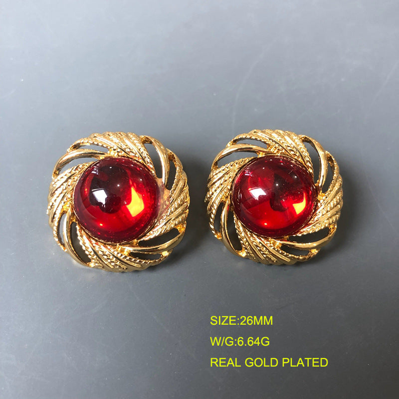 Blue - Red - Multicolor Leaf Trendy Moissanite Diamonds Luxury 18k Vermeil Gold Plated Stud Earrings | Mix Mix Style-Mix MIx Style