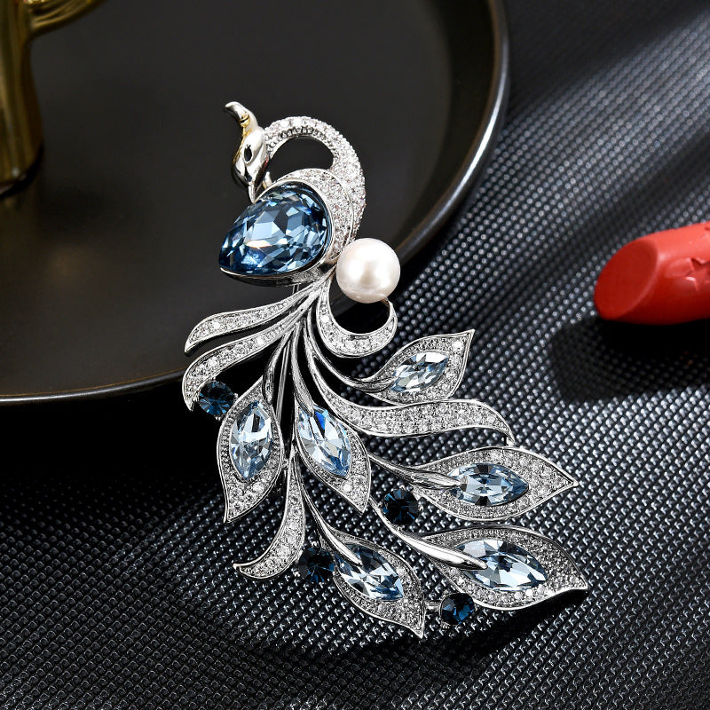 New style temperament Chinese style elegant atmosphere Phoenix high-end crystal luxury anti-exposure coat brooch versatile classic-Mix MIx Style