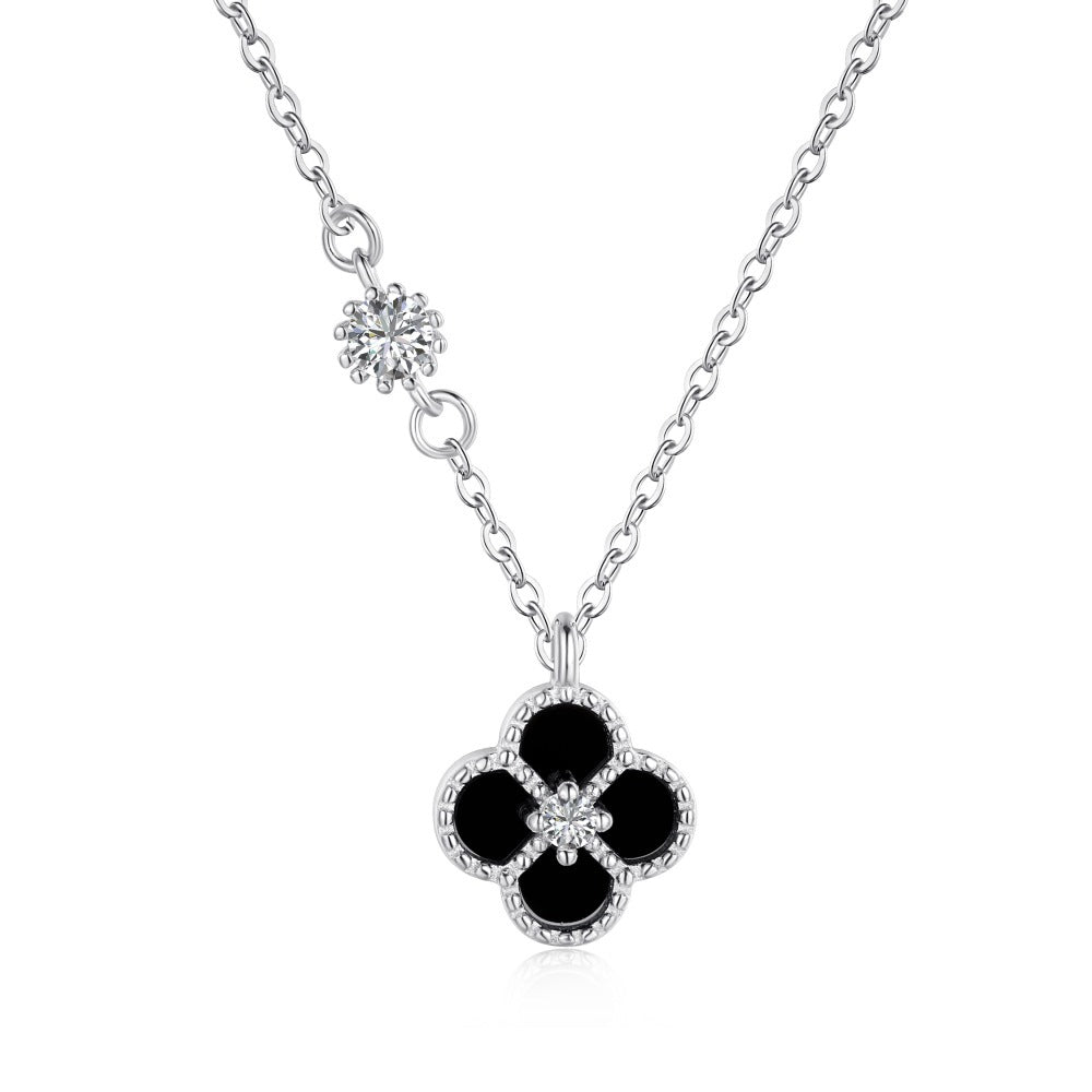 Stylish Lucky Clover Diamond 18k White Gold Plated Necklace | Mix Mix Style-Mix MIx Style