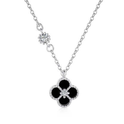 Stylish Lucky Clover Diamond 18k White Gold Plated Necklace | Mix Mix Style-Mix MIx Style