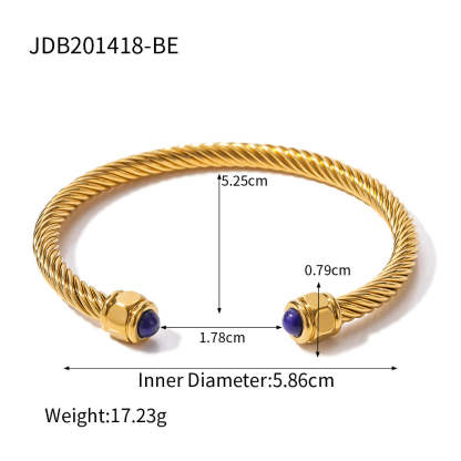 Trend C-shaped 18k Gold Plated Natural Gem Cuff Open Bracelet | Mix Mix Style-Mix MIx Style