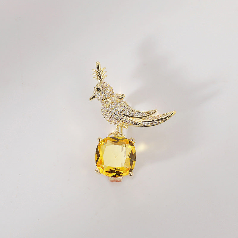 Xiliang Concubine High-grade Copper Inlaid Zircon Bird Brooch Korean Temperament Coat Clothing Accessories Pin Gift Corsage-Mix MIx Style
