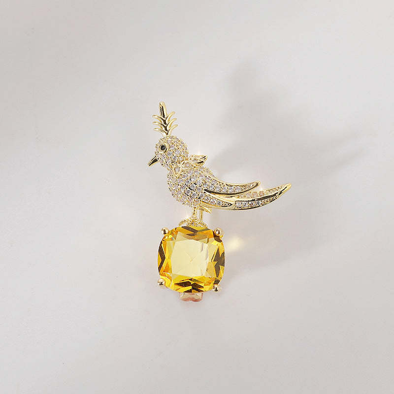 Xiliang Concubine High-grade Copper Inlaid Zircon Bird Brooch Korean Temperament Coat Clothing Accessories Pin Gift Corsage-Mix MIx Style