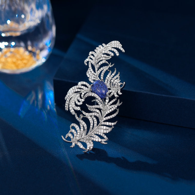 New high-end feather brooch, elegant temperament, palace style autumn and winter clothing, autumn and winter coats, coats and accessories wholesale-Mix MIx Style