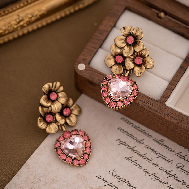 Love flower earrings for women, vintage rose earrings, personalized old palace style earrings-Mix MIx Style