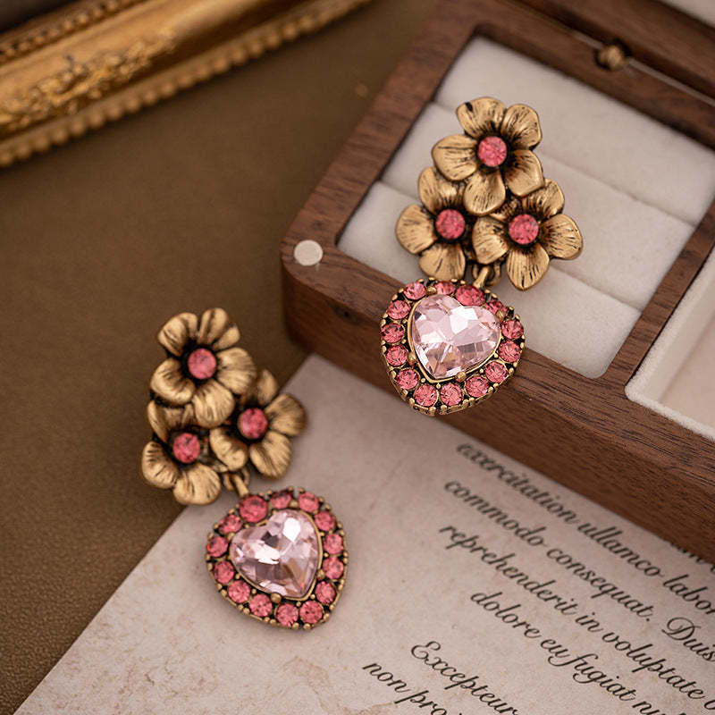 Love flower earrings for women, vintage rose earrings, personalized old palace style earrings-Mix MIx Style