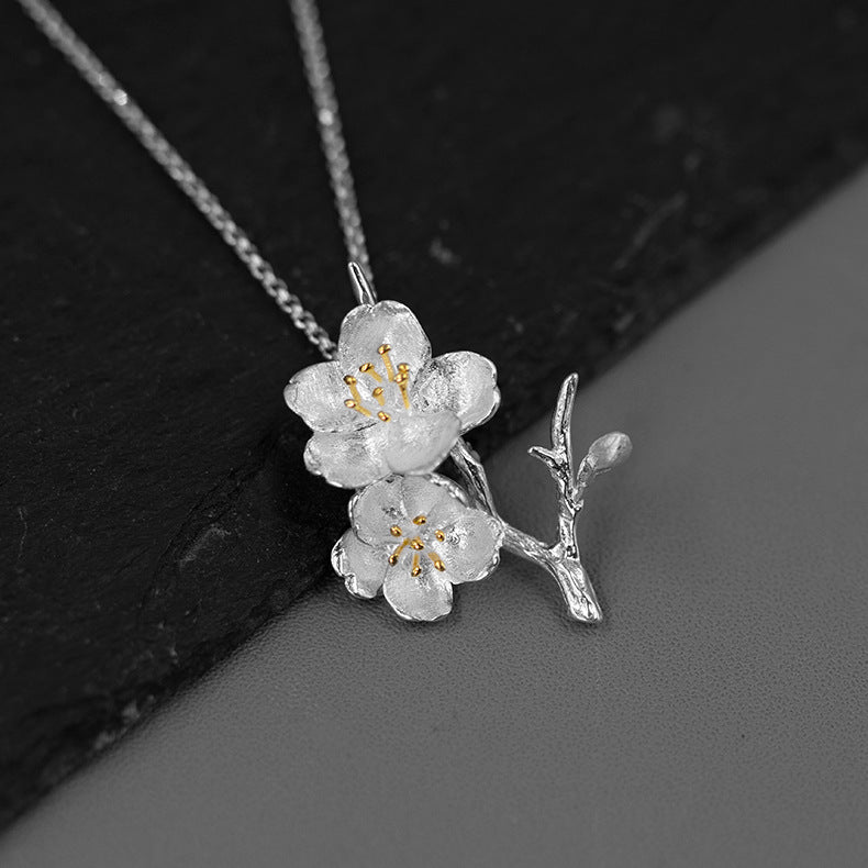 Dainty Two Flower Classy Pendant Luxury 18k White Gold Plated Necklace Jewelry | Mix Mix Style-Mix MIx Style