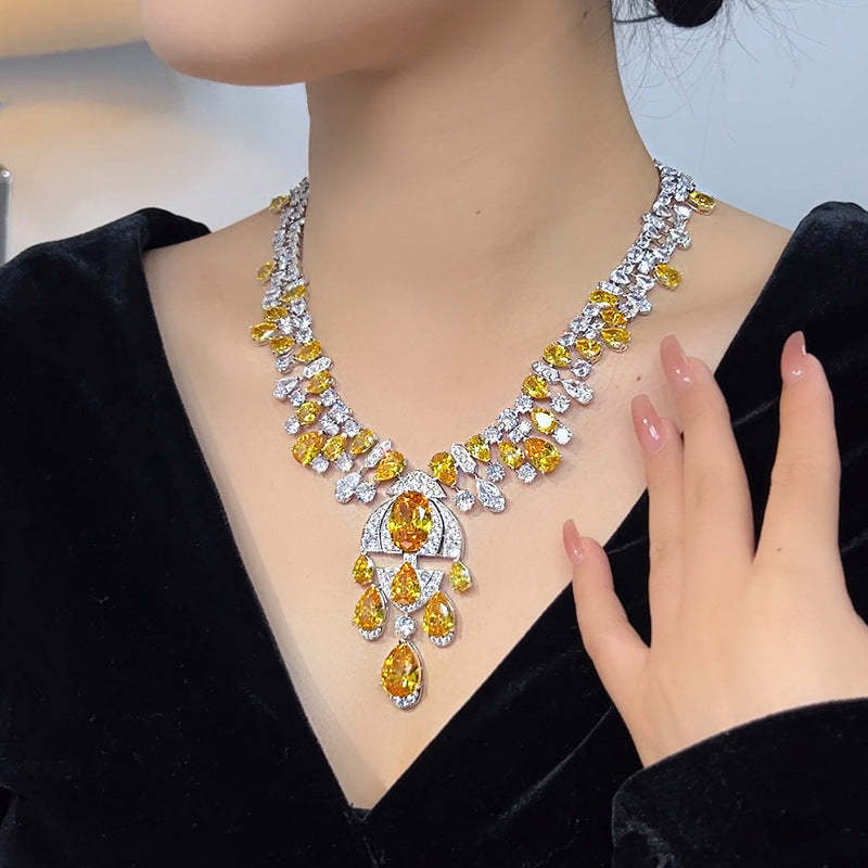 Yellow Diamond Bridal Necklace Choker 18k Gold Moissanite Jewelry Mix Mix Style [Hot Seller]-Mix MIx Style