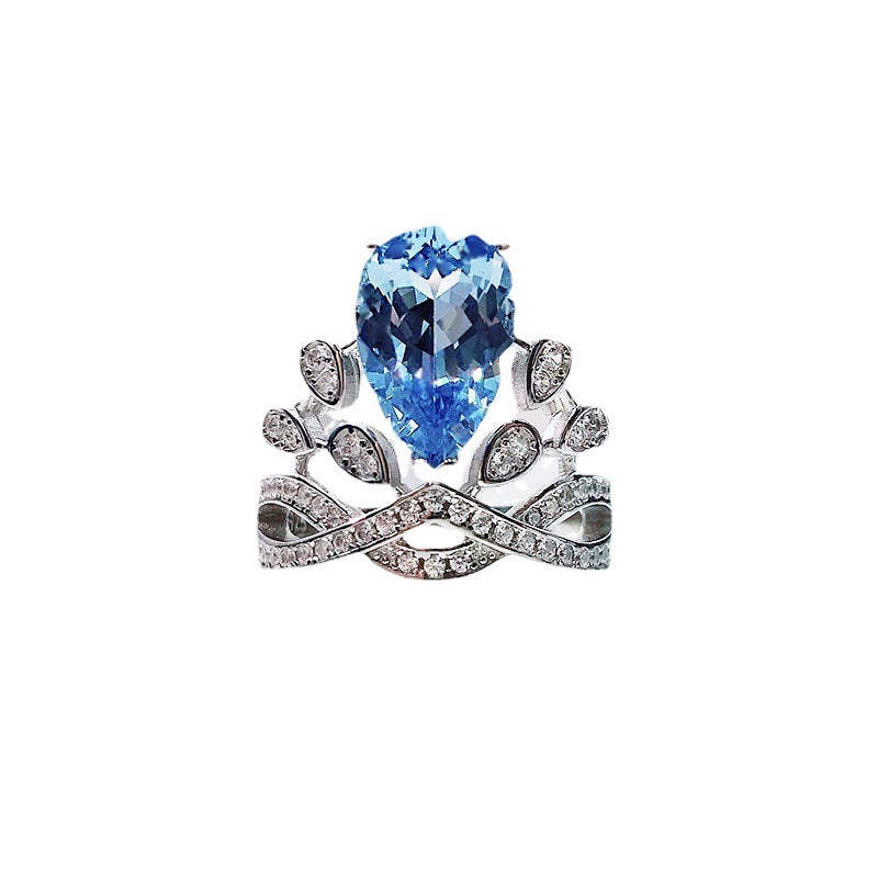 Moissanite Diamond Jewelry Ring 18K Gold Plated Blue Pear Diamond Mix Mix Style [Hot Seller]-Mix MIx Style
