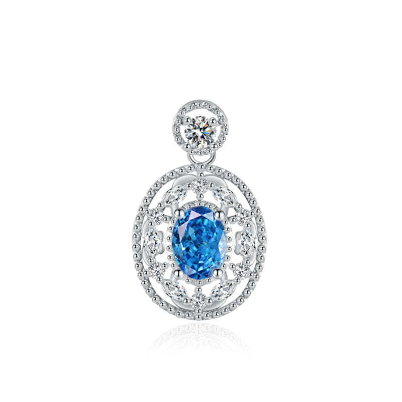 Green - Blue Embellished Oval Cut Moissanite Diamond 2ct Pendant Luxur