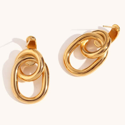 Thick Chain Geometric Trendy Elegant 18k Vermeil Gold Plated Vintage Retro Drop Earrings | Mix Mix Style-Mix MIx Style