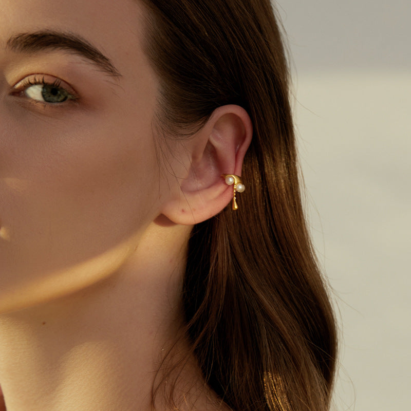 Looking for original design water-shaped S925 sterling silver smart water drop earrings with pearls ear bone clips for those without pierced ears-Mix MIx Style