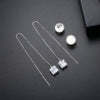 Jinse long earrings pearl copper inlaid zircon earrings fashionable Korean version of silver needle earrings free to remove earrings for women-Mix MIx Style