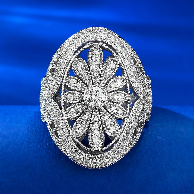 Mujing Jewelry Reunion Rice Fireworks Luxury Ring Silver Gold-plated Heavy Handmade Women's Ring Live Source-Mix MIx Style