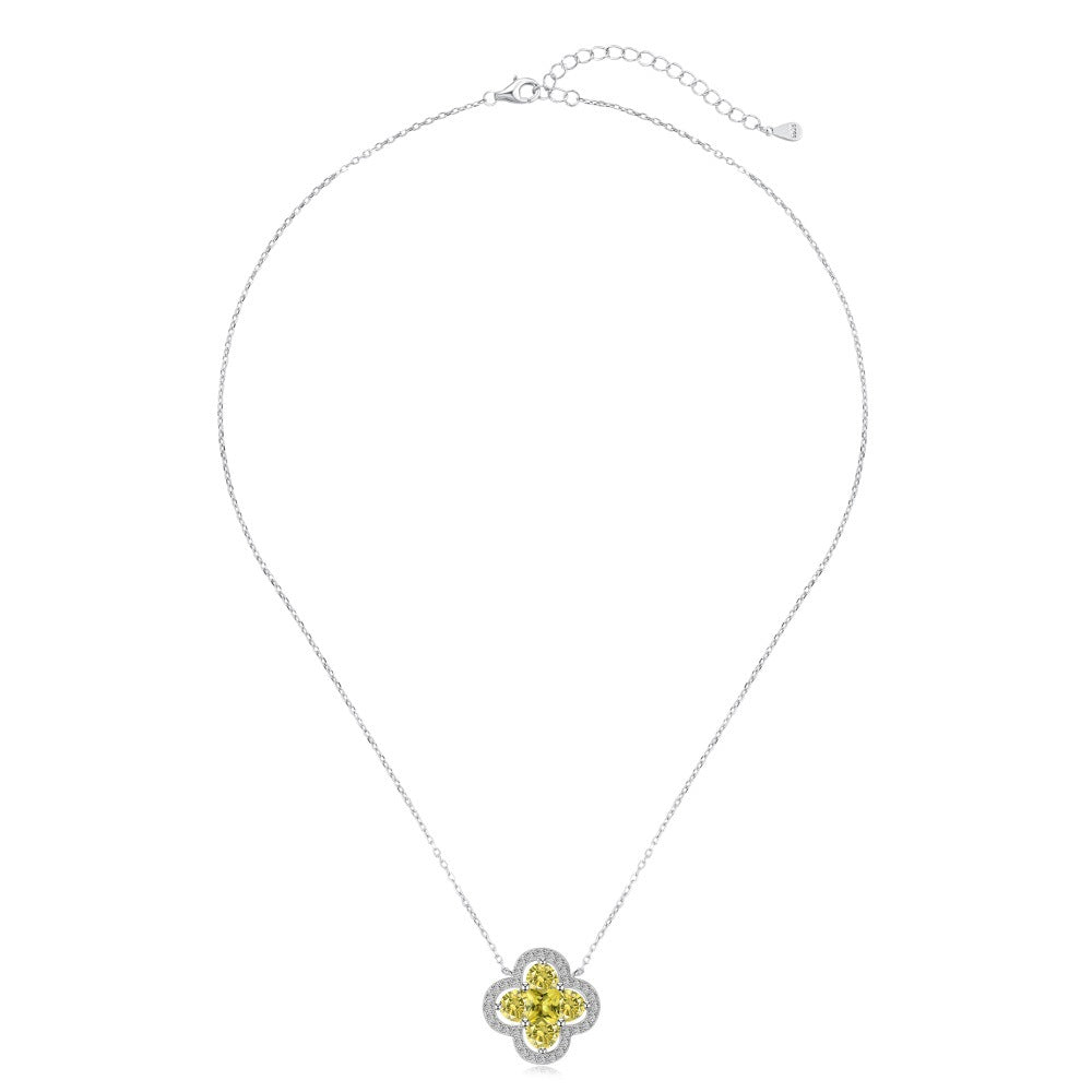 18k White Gold Plated Four-Leaf Clover Cecklace  Moissanite Jewelry-Mix MIx Style