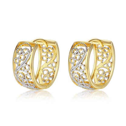 Two-color Trendy Elegant 18k Vermeil & White Gold Plated Vintage Retro Chunky Hoop Earrings | Mix Mix Style-Mix MIx Style