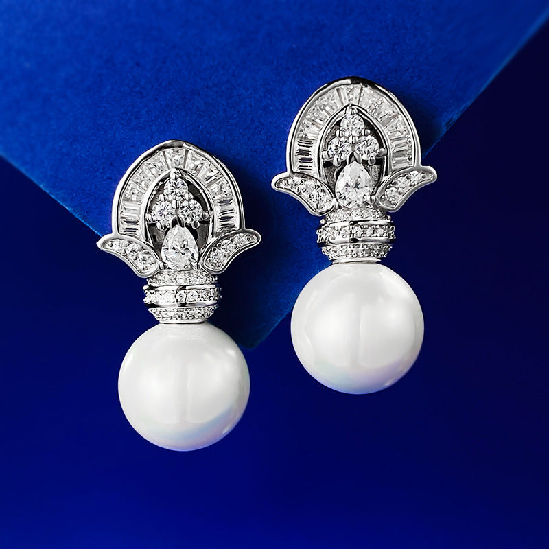 Mujing Jewelry 2023 New 925 Silver Synthetic 11mm Pearl Earrings Fashionable Second-hand Model Douyin Hot Sale-Mix MIx Style