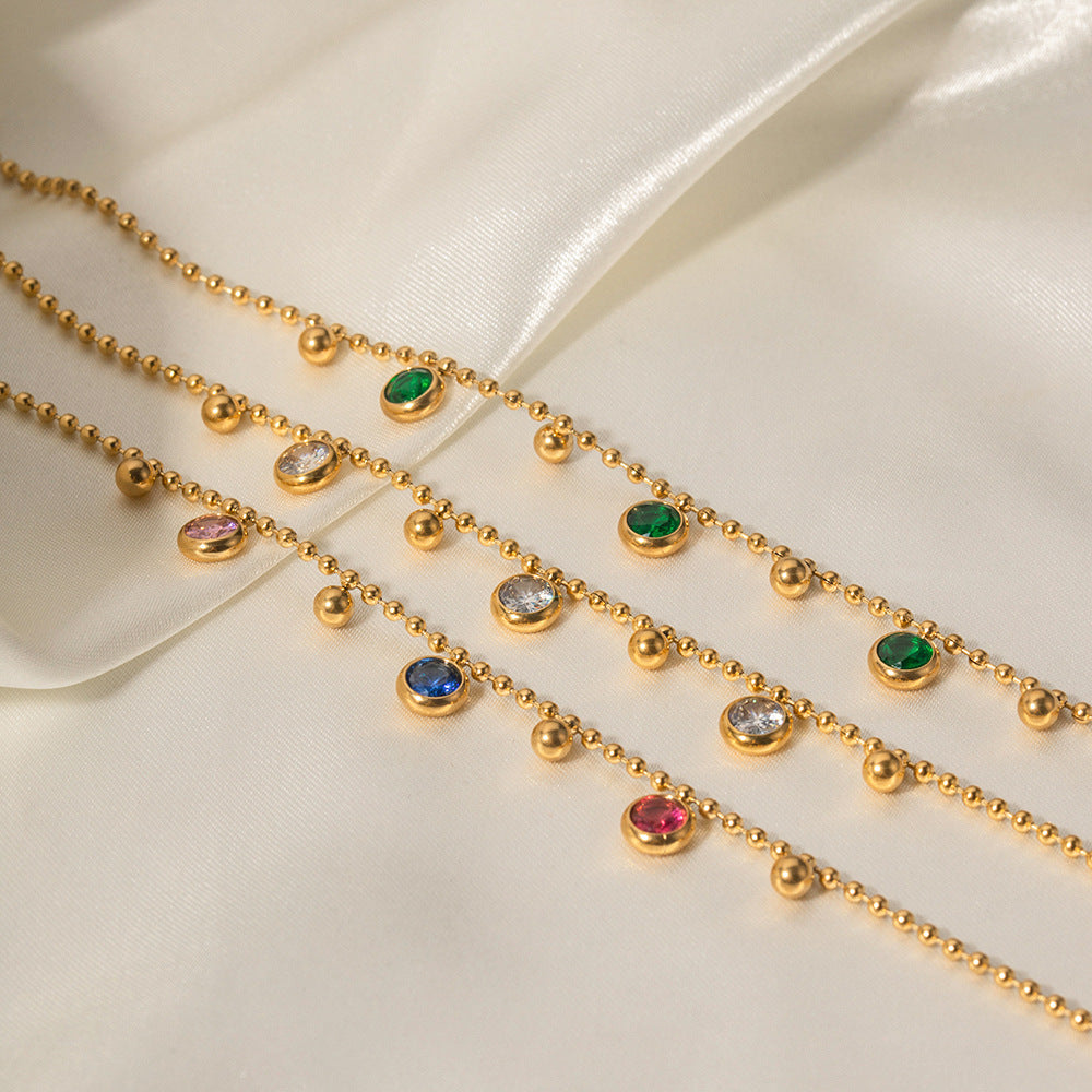 Retro Bracelet 18K Gold Plated Color Moissanite Tassel Anklet | Mix Mix Style-Mix MIx Style