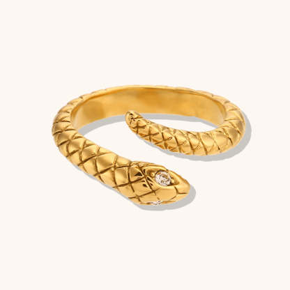 Snake Open Retro Classic Eyes Diamonds Elegant Dainty 18k Vermeil Gold Plated Adjustable Ring Jewelry | Mix Mix Style-Mix MIx Style