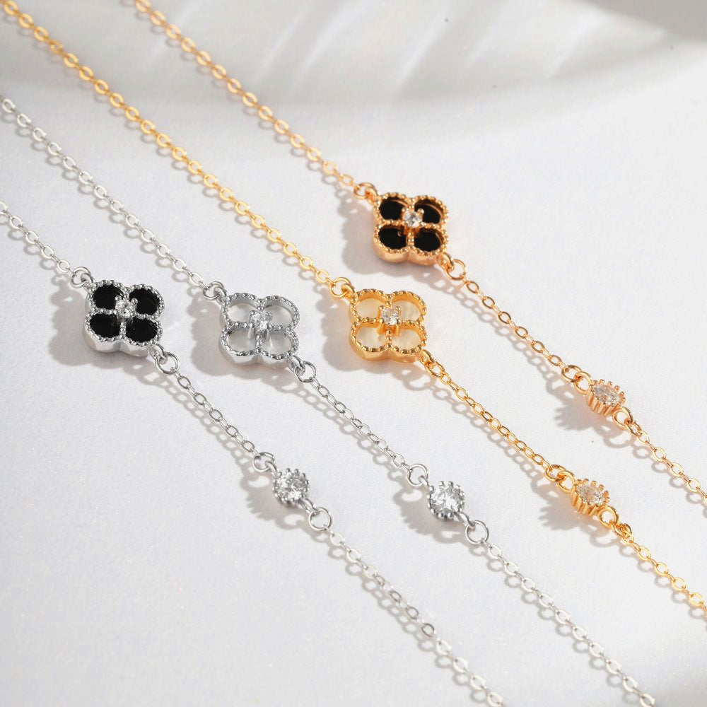Luxury 18k Gold Plated Diamonds Lucky Clover Bracelet | Mix Mix Style-Mix MIx Style