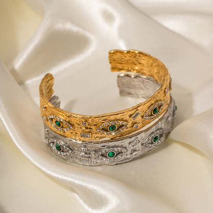 Devil's Eye 18k Gold Plated Opening Cuff Bracelet | Mix Mix Style [Hot Seller]-Mix MIx Style