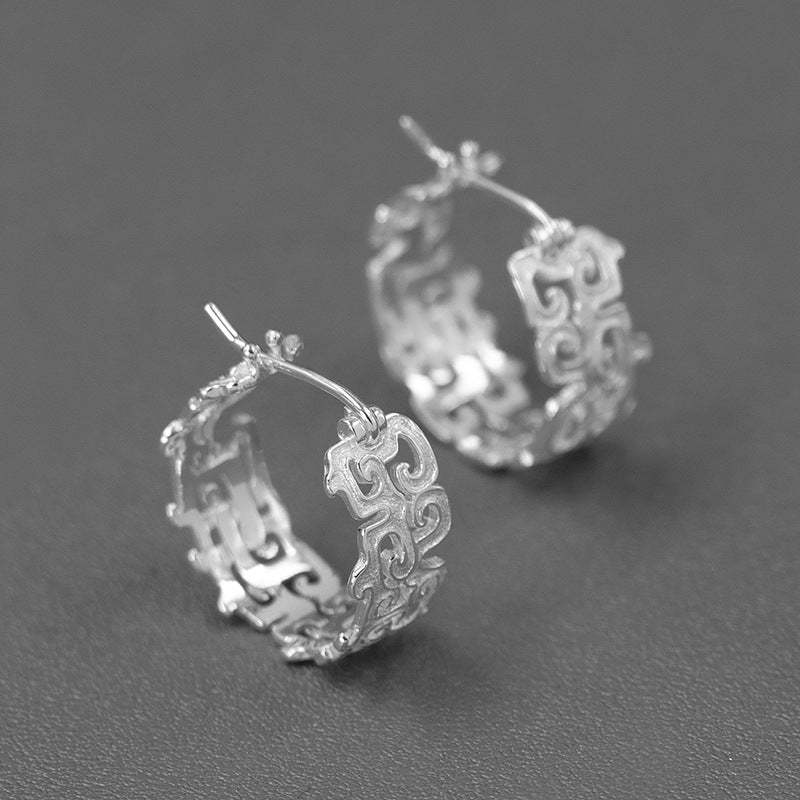 Dragon Pattern Trendy Elegant 18k White/Vermeil Gold Plated Hoop Earrings | Mix Mix Style-Mix MIx Style