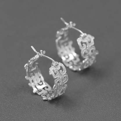Dragon Pattern Trendy Elegant 18k White/Vermeil Gold Plated Hoop Earrings | Mix Mix Style-Mix MIx Style