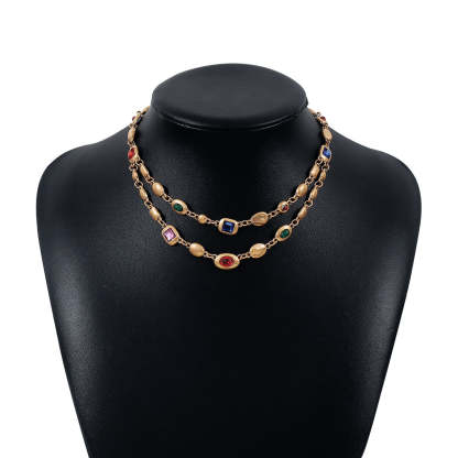 Multicolor Vintage Retro Classic Diamonds Luxury 18k Vermeil/White Gold Plated Necklace Jewelry | Mix Mix Style-Mix MIx Style