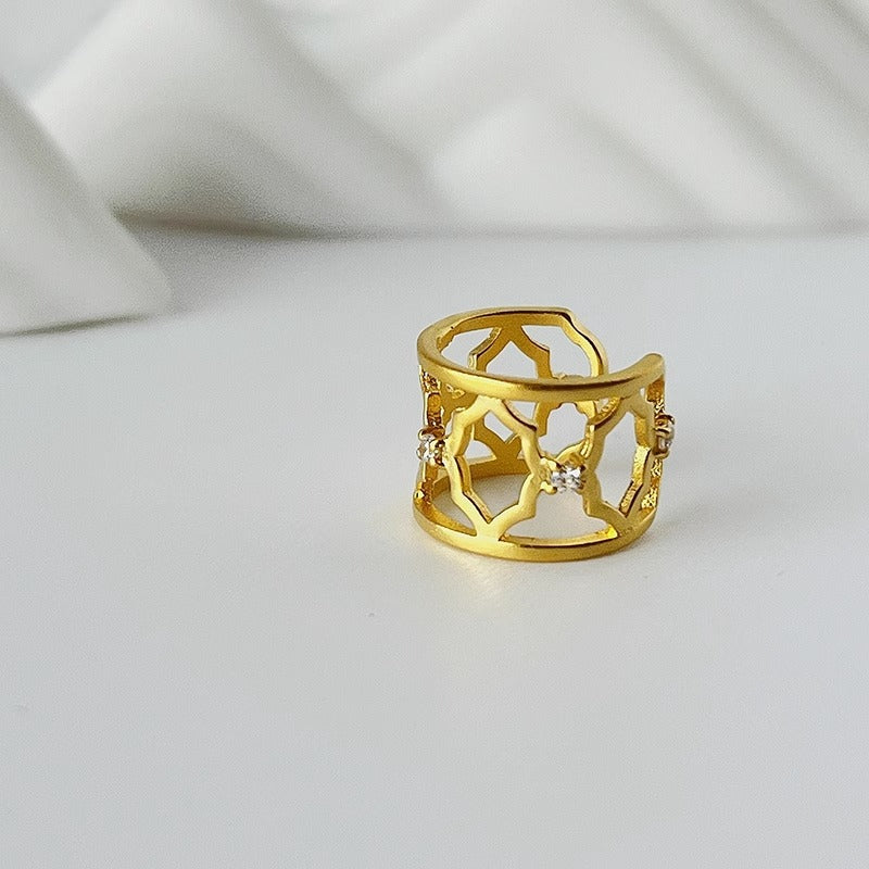 Looking for original Yuyin S925 sterling silver Suzhou Garden Begonia window lattice Chinese style and national trend ear bone clip without pierced ears-Mix MIx Style