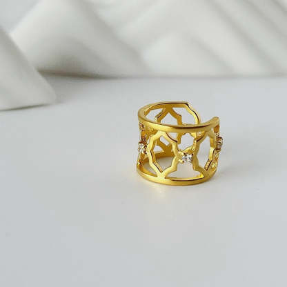 Looking for original Yuyin S925 sterling silver Suzhou Garden Begonia window lattice Chinese style and national trend ear bone clip without pierced ears-Mix MIx Style