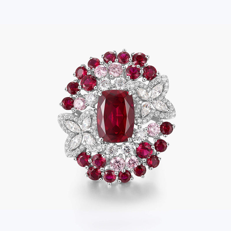 Luxurious Red Centre Radiant Cut Diamond 5ct 18k White Gold Plated Engagement Ring | Mix Mix Style-Mix MIx Style