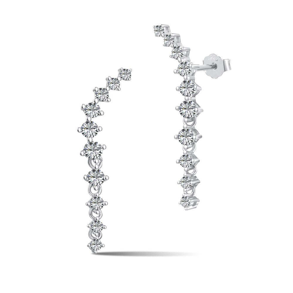 Linlang's new S925 sterling silver earrings for women inlaid with zircon full diamond row diamond earrings earrings cross-border silver jewelry-Mix MIx Style
