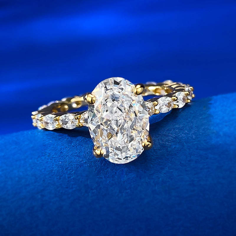 Glam White Oval Cut Moissanite Diamond 3ct Elegant 18k White Gold Engagement Ring | Mix Mix Style-Mix MIx Style