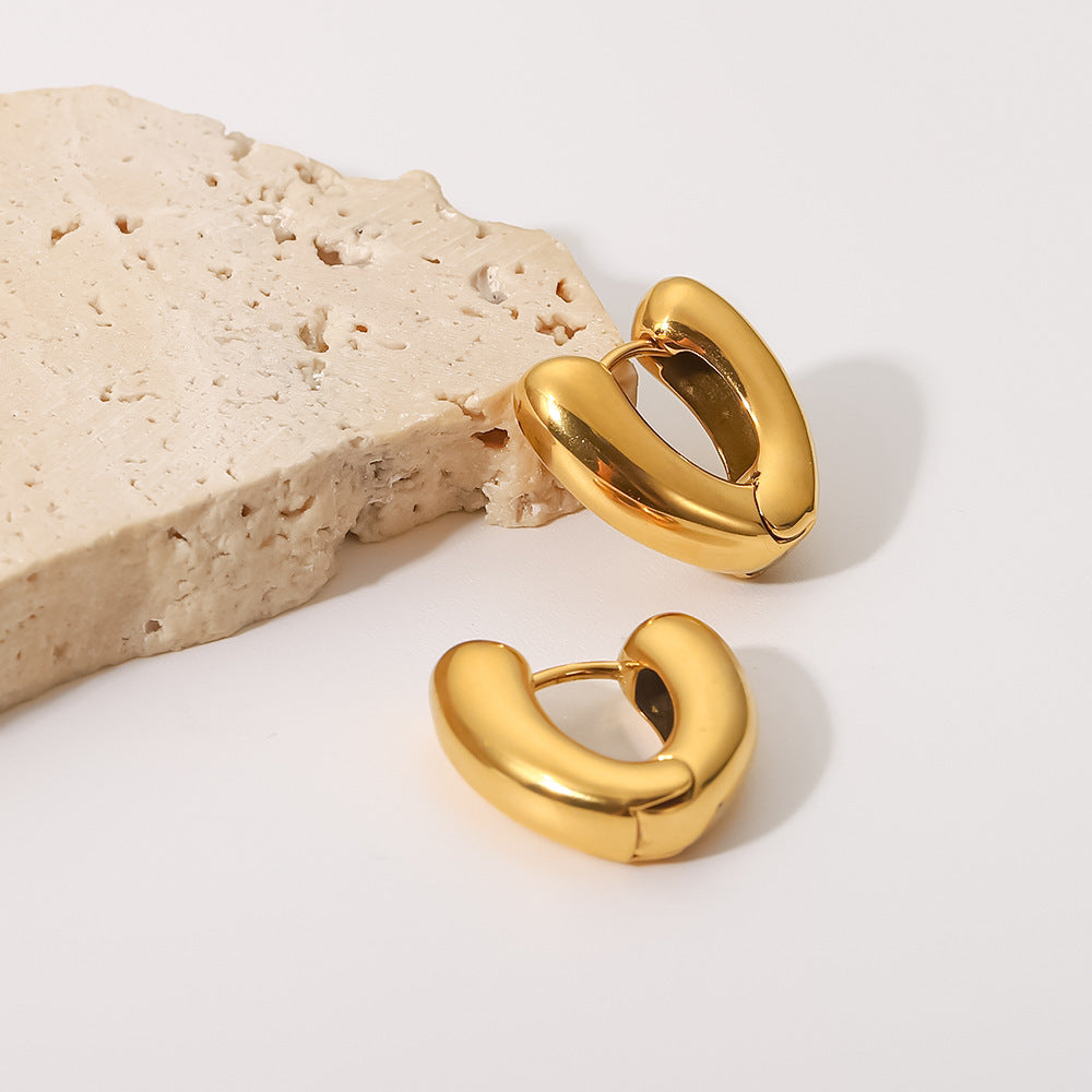 Chunky Minimalist Elegant 18k Vermeil Gold Plated Vintage Retro Hoop Earrings | Mix Mix Style-Mix MIx Style