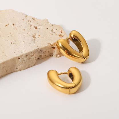 Chunky Minimalist Elegant 18k Vermeil Gold Plated Vintage Retro Hoop Earrings | Mix Mix Style-Mix MIx Style