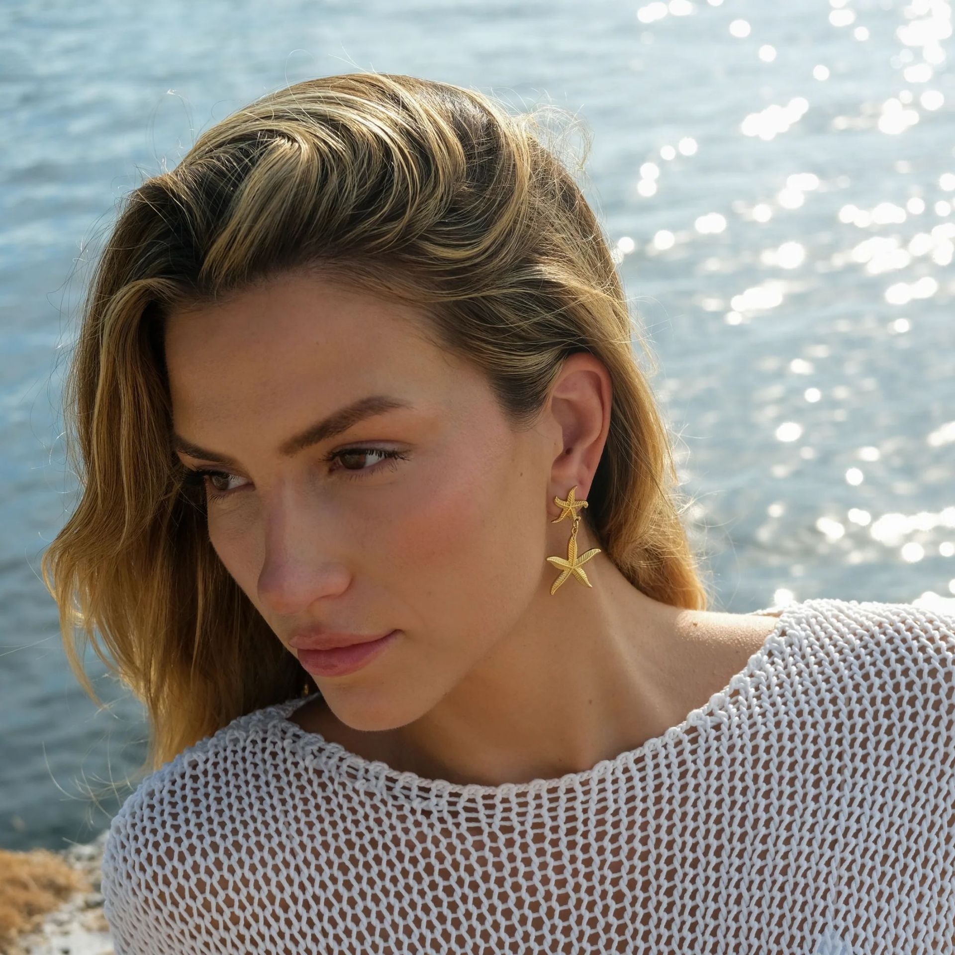 Starfish Shaped Timeless Elegant 18k Vermeil Gold Plated Drop Earrings | Mix Mix Style-Mix MIx Style