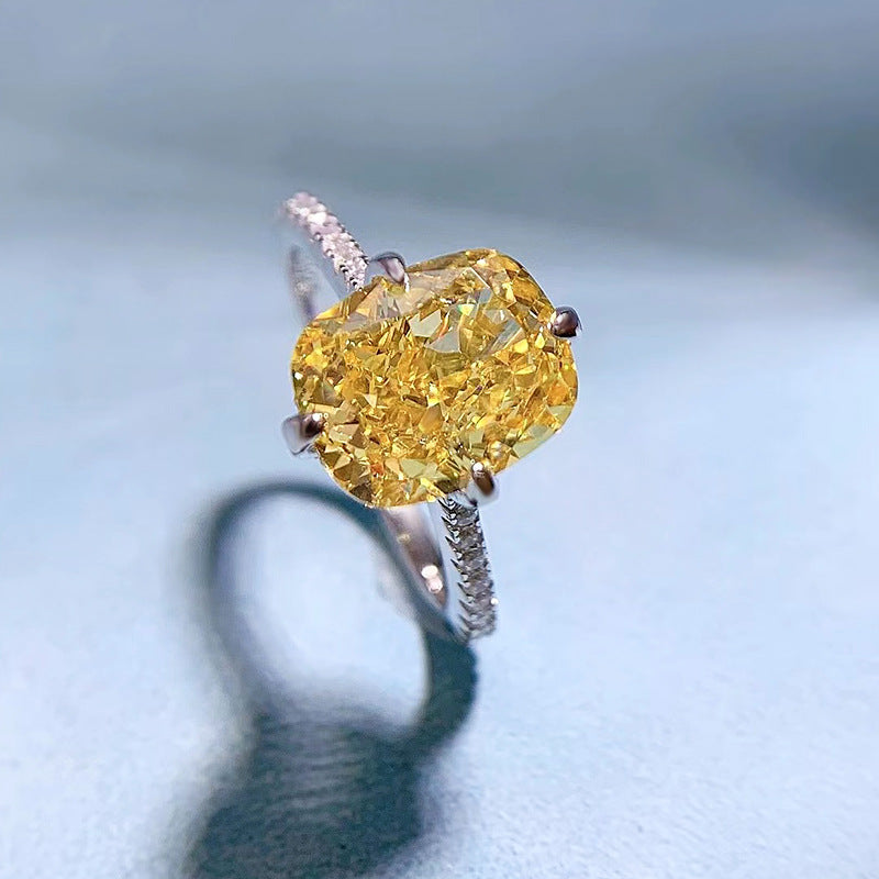 Mujing Jewelry 2023 New S925 3ct Silver Ring Women's 8*10 High Carbon Diamond Ice Flower Cut Fashion Simple Ring Ring-Mix MIx Style